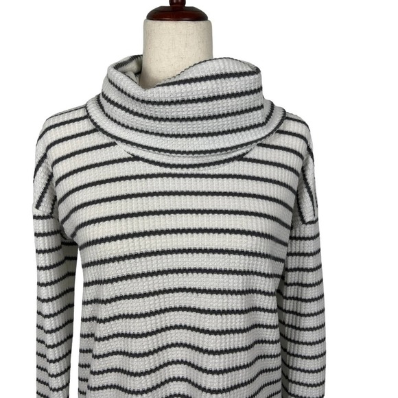 LOFT‎ STRIPED MOCK NECK WAFFLE KNIT PULLOVER SWEATER PRE-OWNED SIZE XS - Picture 2 of 13
